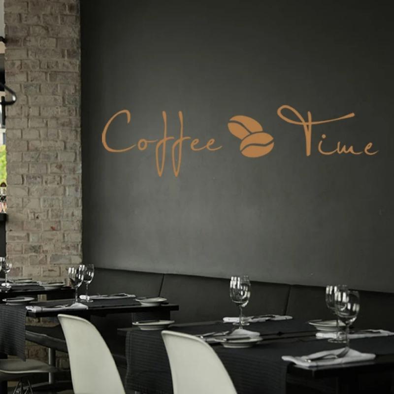 Small Coffee Time Wall Stickers In English Cafe Kitchen Decoration Carved Wall Stickers