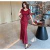 Black Evening Dress Skirt Women's High-end Toasting Clothes Light Luxury Sequins Niche Banquet Host Fishtail Dress