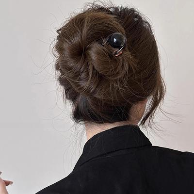 Colored Beaded U-Shaped Hairpin Hair Fork Trendy Hair Clip For Women Girls Vintage Jewelry Headwear Hair Accessories