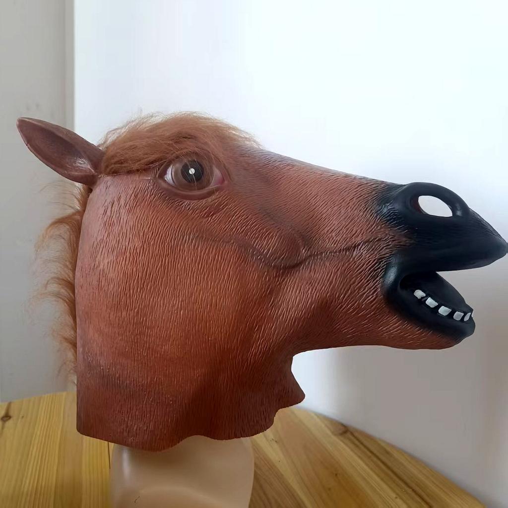 Halloween Horror Funny Animal Horse Head Latex Mask cos Masquerade adult performance costume props