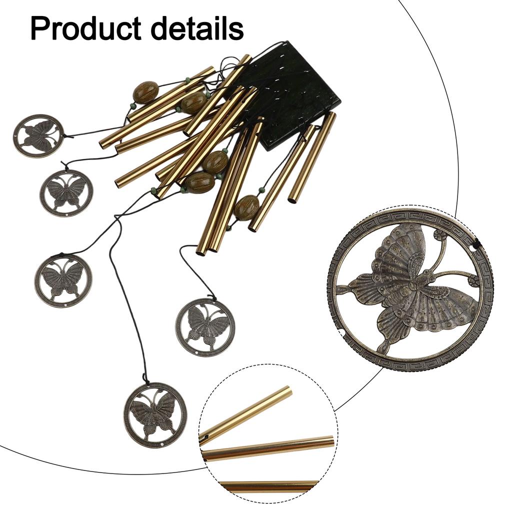 Windchime Large Stainless Steel Butterfly Wind Chimes Bell Beautiful 12 Tube Outdoor Windchime for Garden Yard Décor