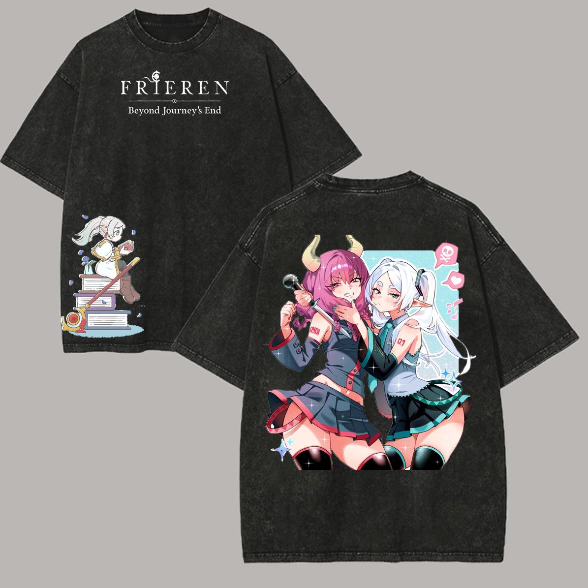 

Anime Frieren Beyond Journeys End Tshirt Cute Kawaii Fashion Washed Oversized T Shirt Short Sleeve Cotton Tees Unisex Women 2XL