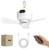 Portable Ceiling Fan for Tent,8000mAh Battery Operated Ceiling Fan,RV Fan Rechargeable,3 Detachable Blades,Auto Shut-off,4 Speeds for Outdise Canopy
