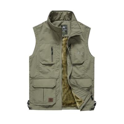 Men's Padded Thickened Vest Solid Color Multi-Pocket Jacket