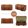 Goat Leather Vintage Motorcycle Strap Buckle Closure Tool Bag Genuine Brown Roll