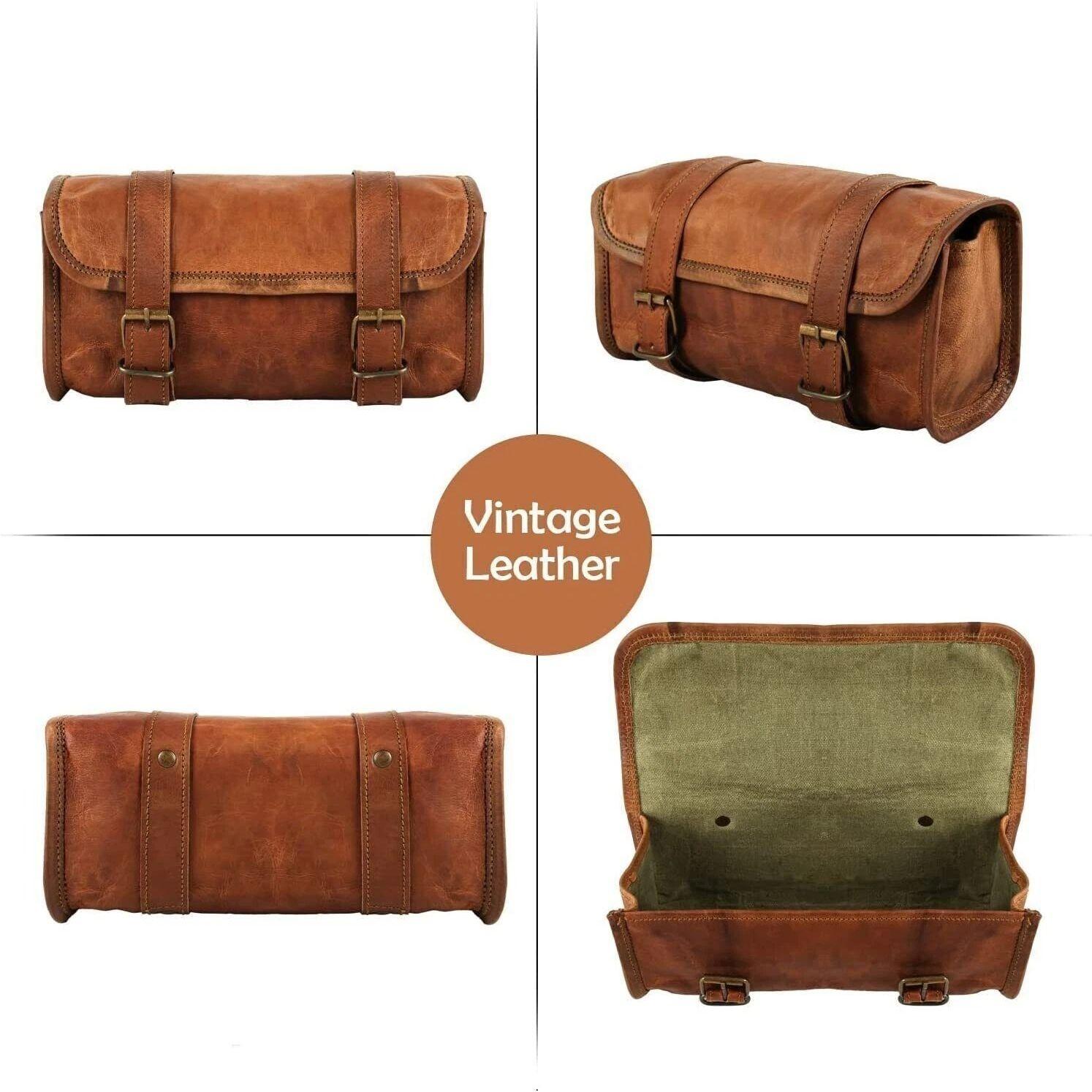 

Винтажная мотоциклетная сумка из козьей кожи, коричневая, сворачивающаяся, с застежкой-пряжкой 9 x 5 x 4 in