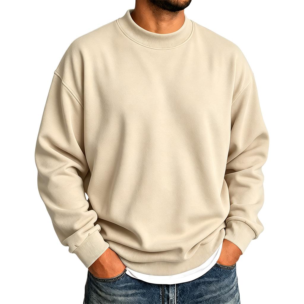 Men's Color Stand Collar Sweatshirt Long Sleeve Casual Pullover