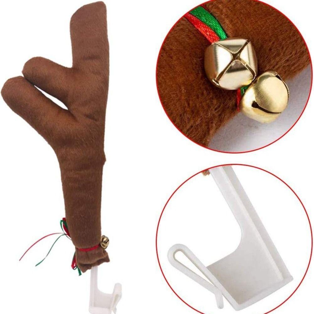 Christmas Car Decoration Antlers Red Nose Set Reindeer Decoration Vehicle Red Nose Elk Horn Decor Set