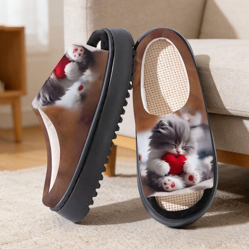 Exclusive Cartoon Linen Cotton Slippers for Men & Women - Spring, Summer, Autumn Collection 38-39 цветочный