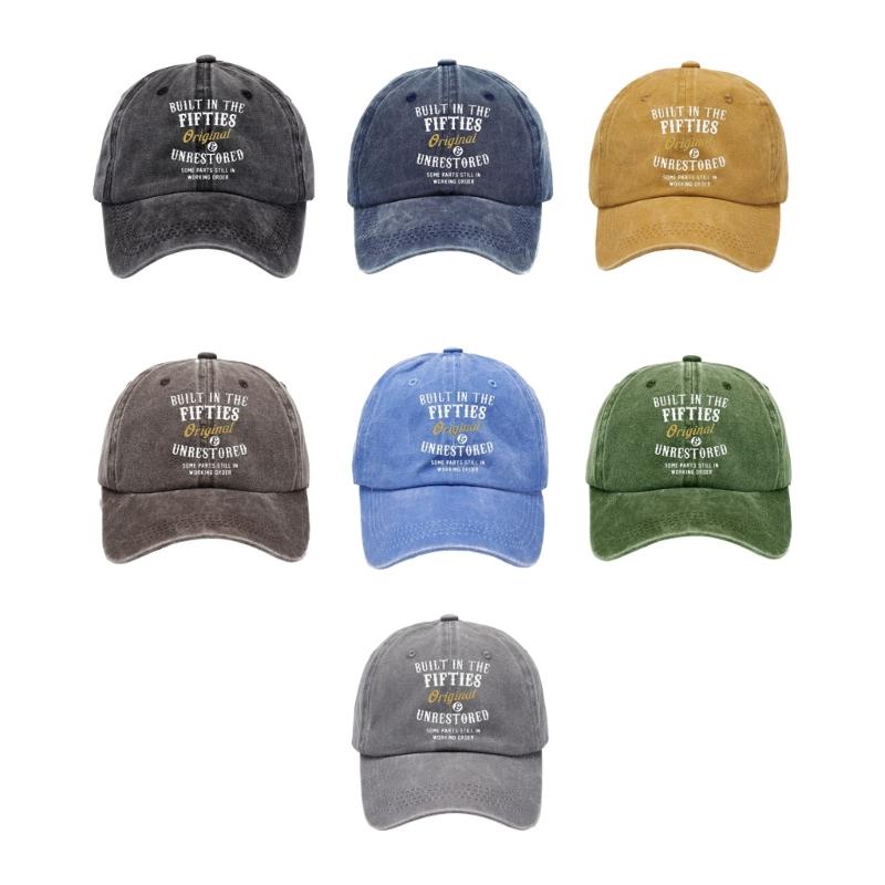 Humorous Baseball Cap with Builtin Fifties Text Wash Cotton Adjustable Dad Hat for Daily Outfit Women Men Accessory