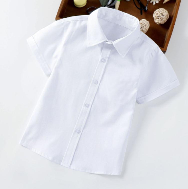 Белая рубашка Детская белая рубашка Одежда для выступлений Белая рубашка для детей среднего возраста Весенне-осенняя рубашка с коротким рукавом 90