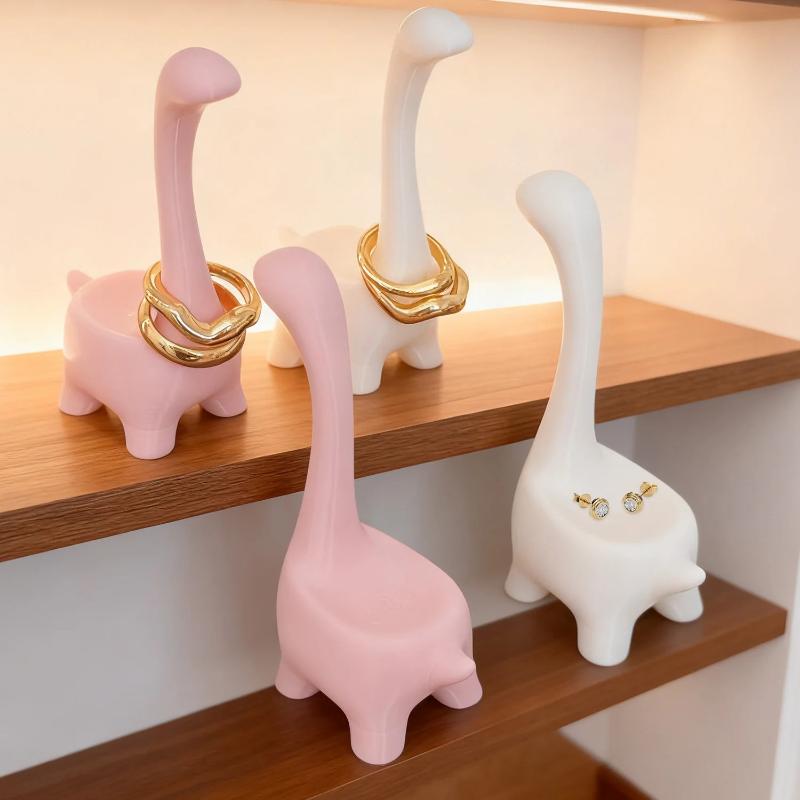 2026 Creative Cartoon Dinosaur Ring Holder Pink Multi Functional Durable Jewelry Packaging Display Ring Stand Tools Accessories
