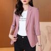 Women Solid Color Thin Blazer Spring and Summer Slim Short Suit Jacket Ladies One Buckle Blousers