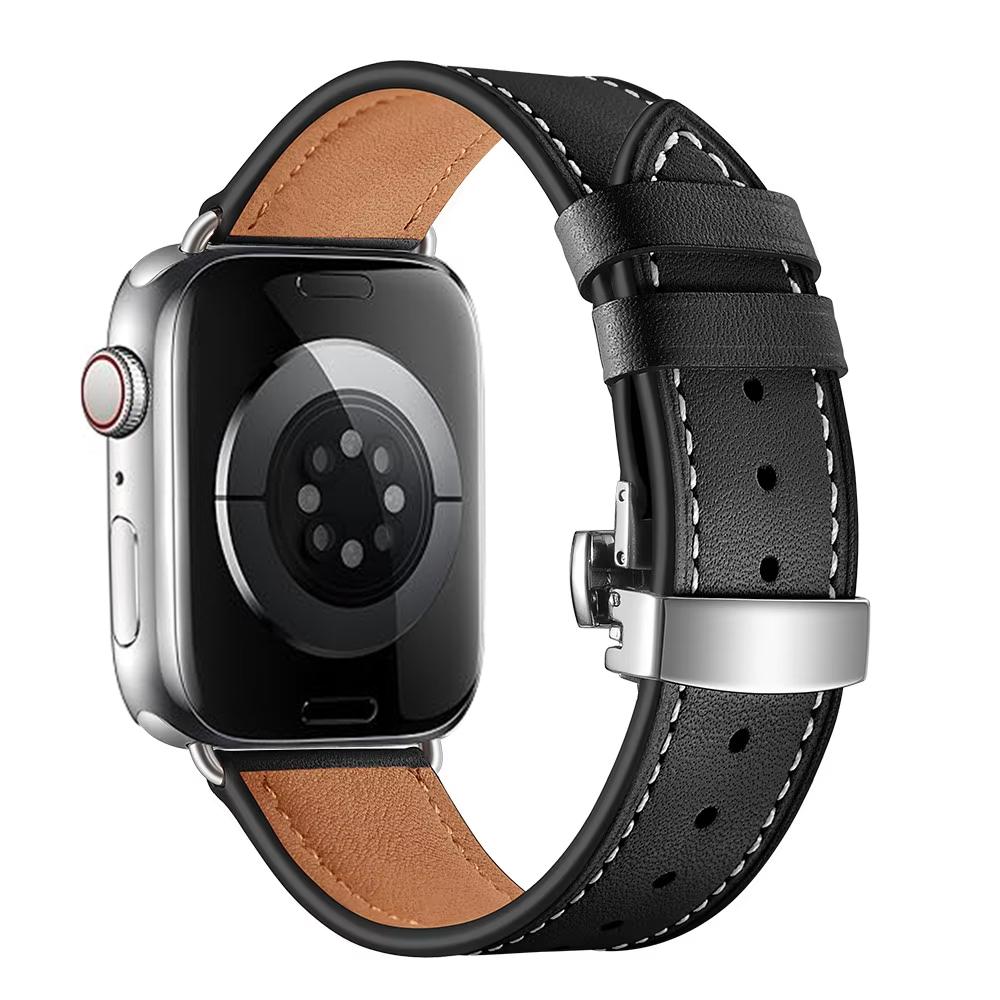 Genuine Leather Strap For Apple Watch Bands 46mm 45mm Ultra2 49mm 44mm 40 41 42mm Bracelet Correa iWatch Series 10 8 7 9 SE 6 5
