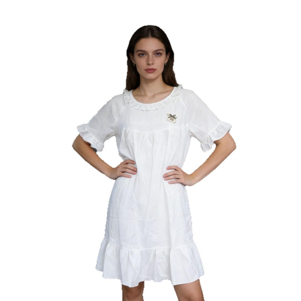 Sleeping Dress Women's Summer Lightweight Loose Large-sized Ruffled Long-sleeved Sweet Pajamas