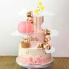 JeVenis Pink Bear Cake Decoration Bear Cake Topper Hot Air Balloons Cake Decoration Birthday Cake Decoration