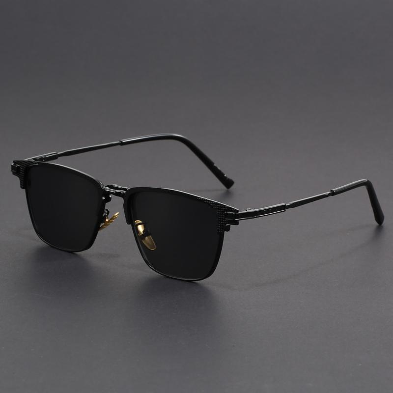 New Titanium Metal Square Sunglasses Half Frame Polarized Sunglasses Man Woman Luxury Brand Designer Sun Glasses Male Retro Rive