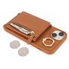 For iPhone 15 Plus/14 Plus Case Card Bag PU Leather+TPU Phone Cover with Ring Kickstand