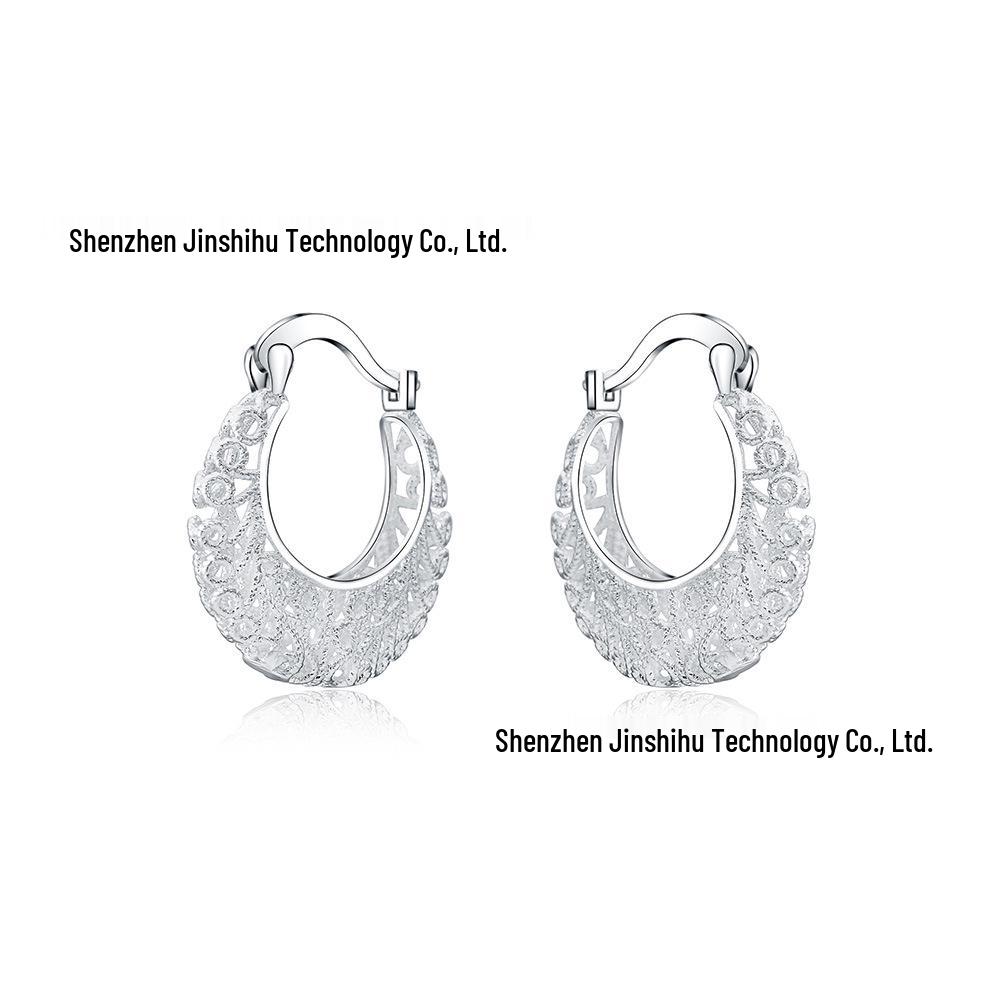 

Geometric Hollow Moon Silver-Plated Copper Ear Cuffs Earrings, 2.2x2cm