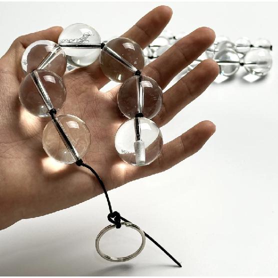 Glass Anal Beads Crystal Butt Plug,Anal Training Beads Anal Chain Prostate Massager Transparent Beads Vagina Anal Plug