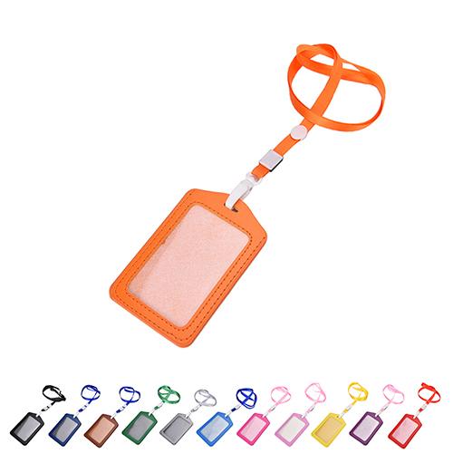 Vertical Transverse Plastic Id Name Card Holder Work Badge W/ Lanyard
