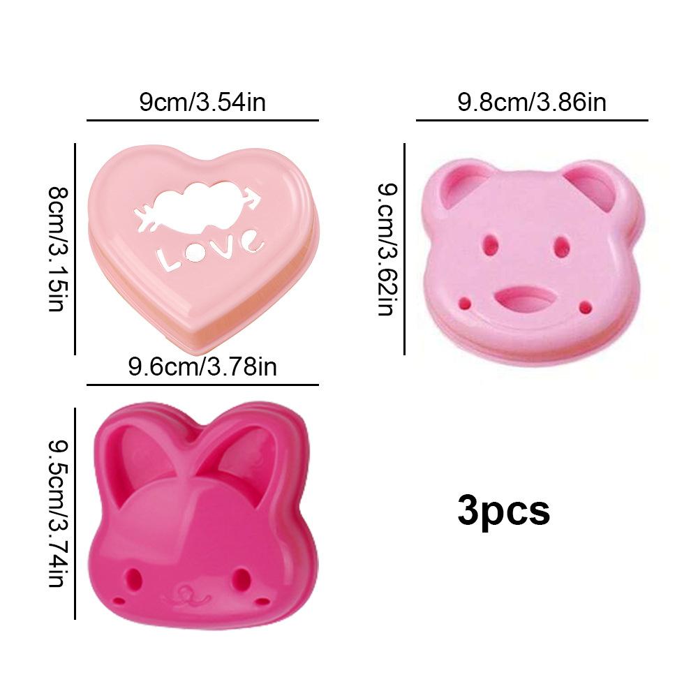 3pcs Sandwich Mold Cutter Bear Rabbit Cat Car Shape Bread Toast Cutter DIY Bento Box Mold for Kids Lunch Creative Food Shaper Kitchen Tools