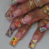 24 Pieces of Autumn and Winter Vibe Y2K Handmade Rhinestone French Crocodile Pattern High-end Press-on Nails