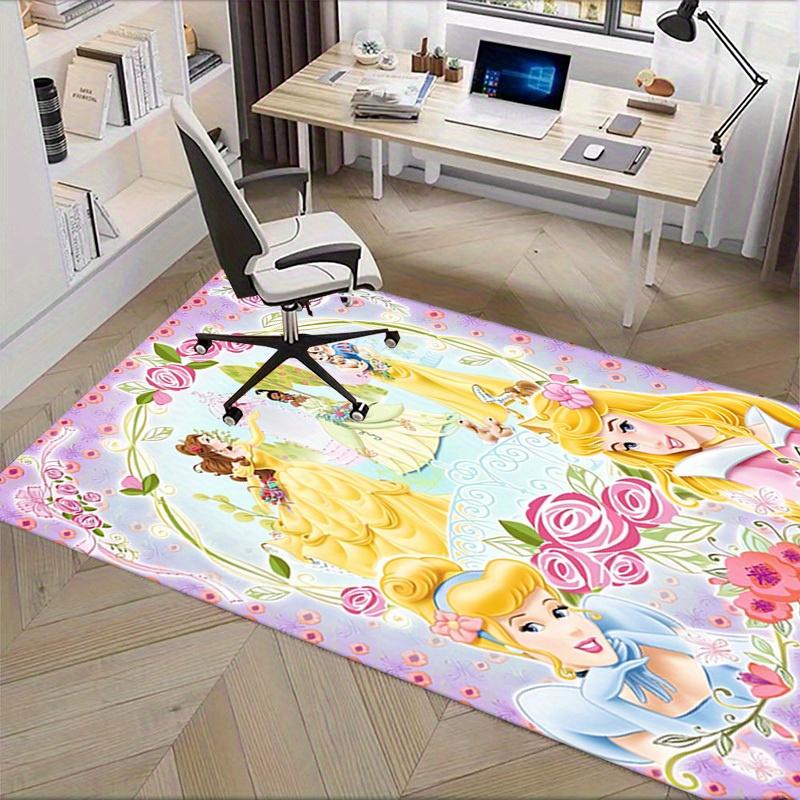 Office Carpet, Desk Mat, Gift for Home Decor, Princess Theme Rug, Disney Princess Floral Pattern, Soft and Comfortable Floor Coverin