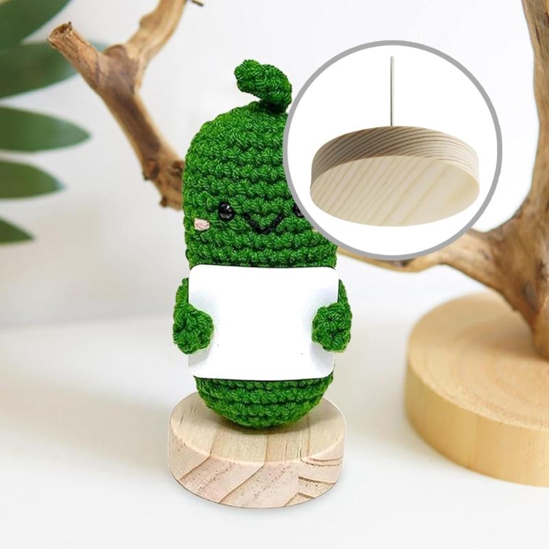 Crochet Dolls Stand Set With Wood Bases, 12Count For Single And Double Needle Dolls Wood Display Stand