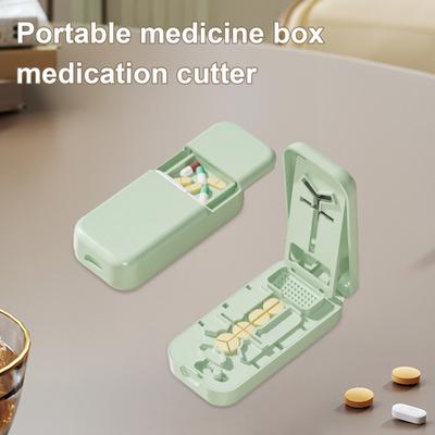 Portable Pill Cutter with Storage Compartment 2-In-1 Multi-purpose 46024 46025 46026 Pill Splitter Cutting Tools Travel Capsule Tablet Storage