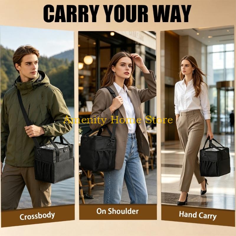 F26C Insulated Coffee Cup Bag Capacity 4 Bottles Adjustable Compartments Foldable Designs Shoulder Strap