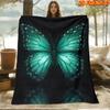 1pc 2D Flat Printing Spring & Summer New Arrival Luminous Teal Butterfly Themed Digital Print Blanket, Suitable for All Seasons, Casual Throw Blanket,