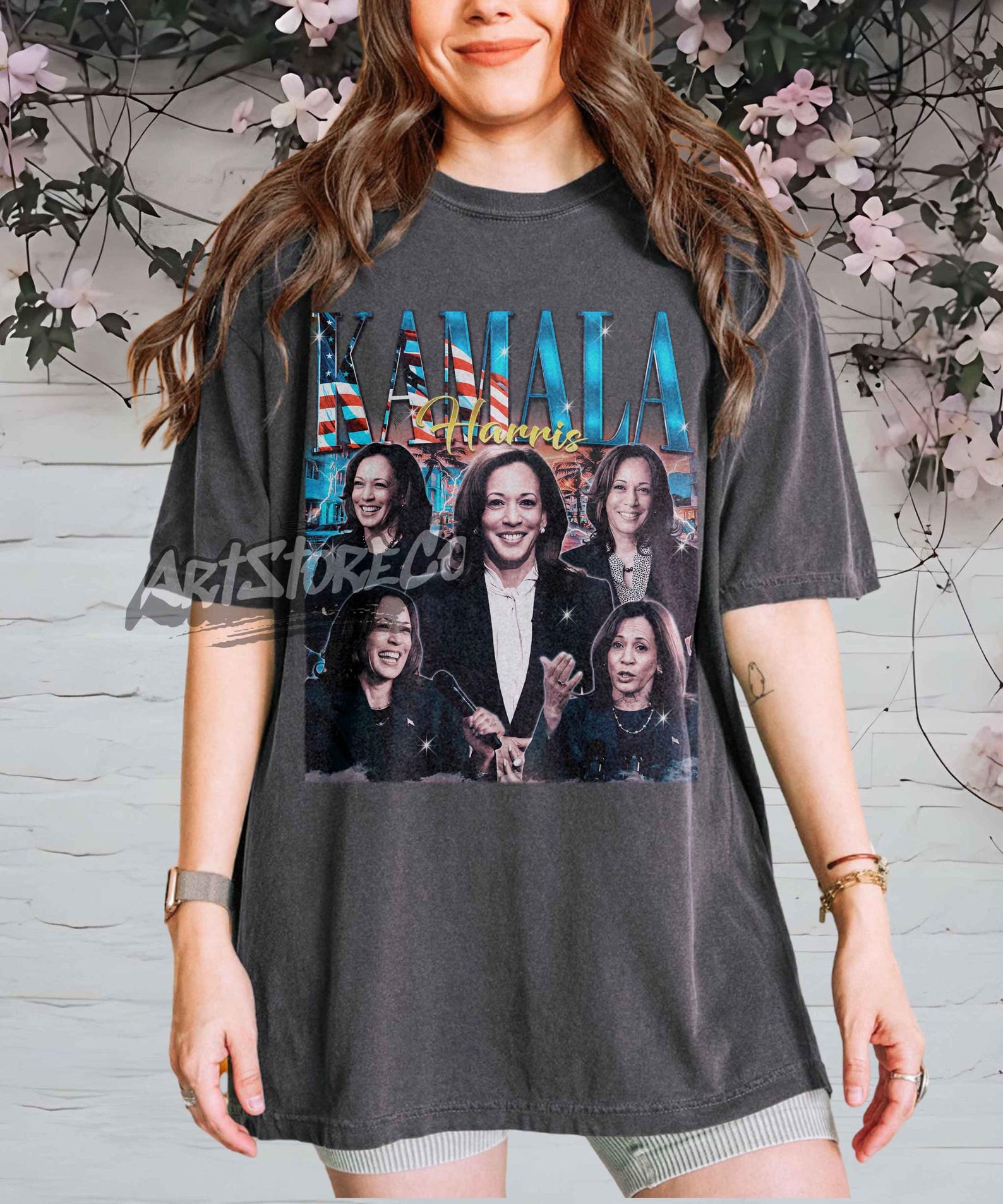 Kamala Harris Retro Portrait T-Shirt, Vintage Political Apparel XL
