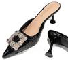 Fashion Women's Small Size Slippers 34-39 New Pointed Head Rhinestone Fine Heeled Sandals Banquet Elegant High Heels Baotou French Shoes