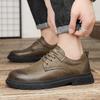 Autumn and Winter Low-top Leather Shoes Men's Soft-soled Casual Leather Shoes Versatile Tooling Shoes Trendy Men's Shoes Genuine Leather