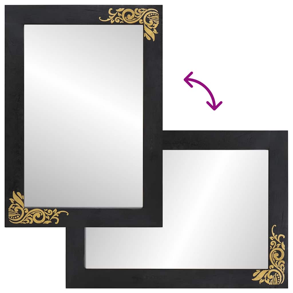 Bathroom Mirror Black and Silver 70 x 50 x 2.5 cm