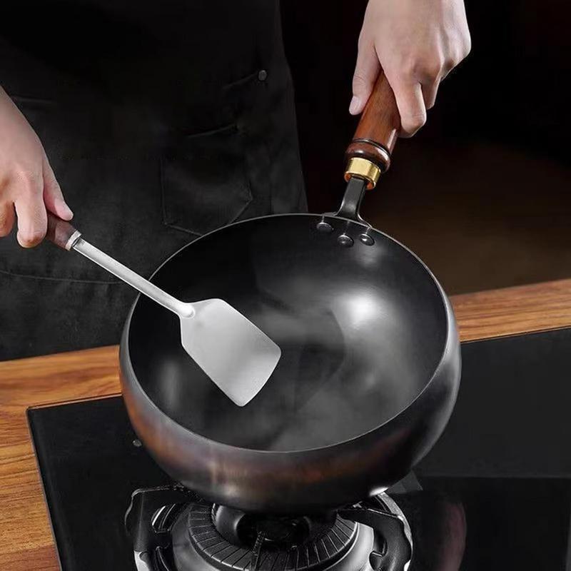Nieprzywierający Wok Bez Powłoki Gazowy Do Gotowania Smażenia W Stir-Fry Z Pokrywką I Szpatułką Do Restauracji Domowego Kuchenki Gazowej Indukcyjnej Naczynia Garnki