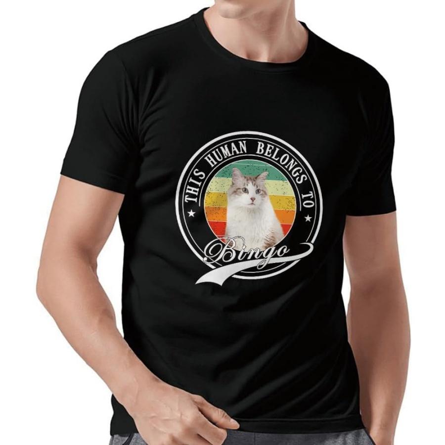 Cute Ragdoll Cat Rainbow T-Shirt Custom Shirts for Men Pet Lover This Human Belongs to Multi Colors S