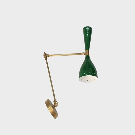 Italian Wall Sconce 1950s Mid Century Brass Light Stilnovo Style Lamp