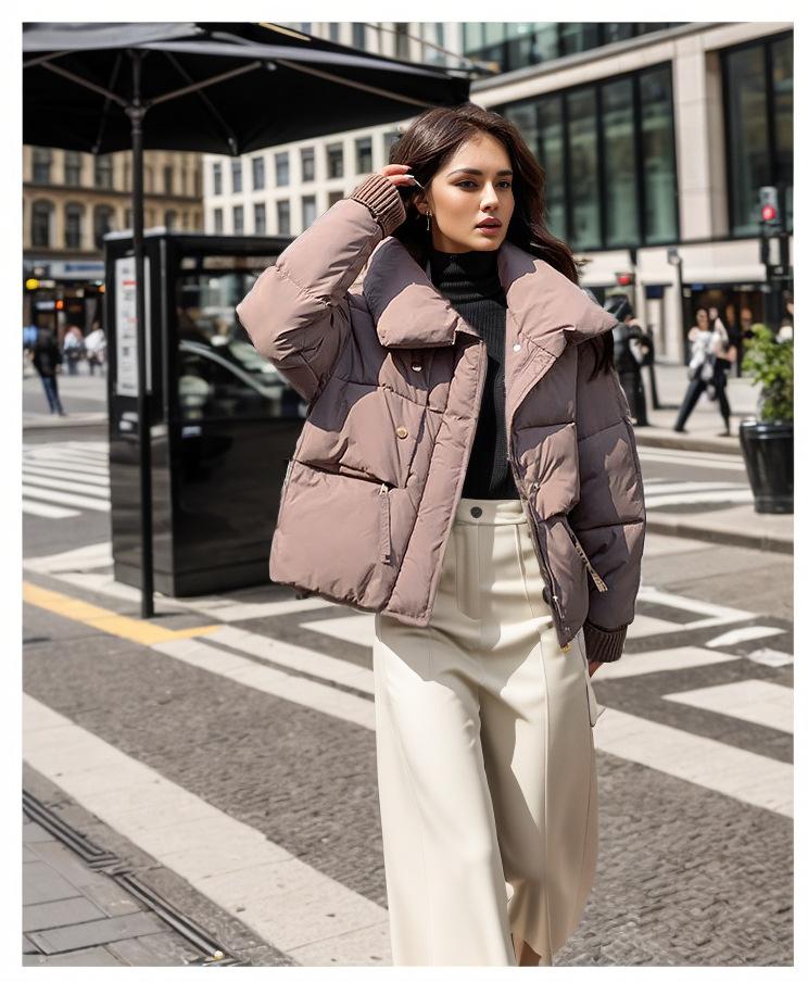 2024 autumn and winter new cotton-padded clothes women's short student lapel cotton-padded clothes thickened loose cotton-padded jackets bread clothes