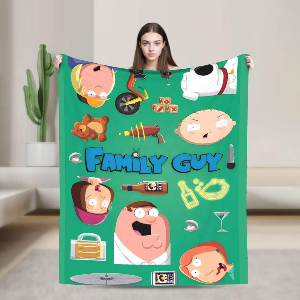 Families Cartoon Peter Griffin Guys Flannel Throw Fashion Blanket Funny TV for Bed Knitted Fashion Blanket Car Super Soft Multifunction