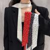 Korean Style Thin Silk Scarf Women Tie Fashion Head Scarves Vintage Classic Dot Pattern Long Silk Scarf Bag Tie Lady Neck Scarfs