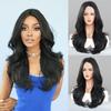 Small T Forehead Lace Wig Natural Black Medium Split Long Curly Synthetic Hair T-Part
