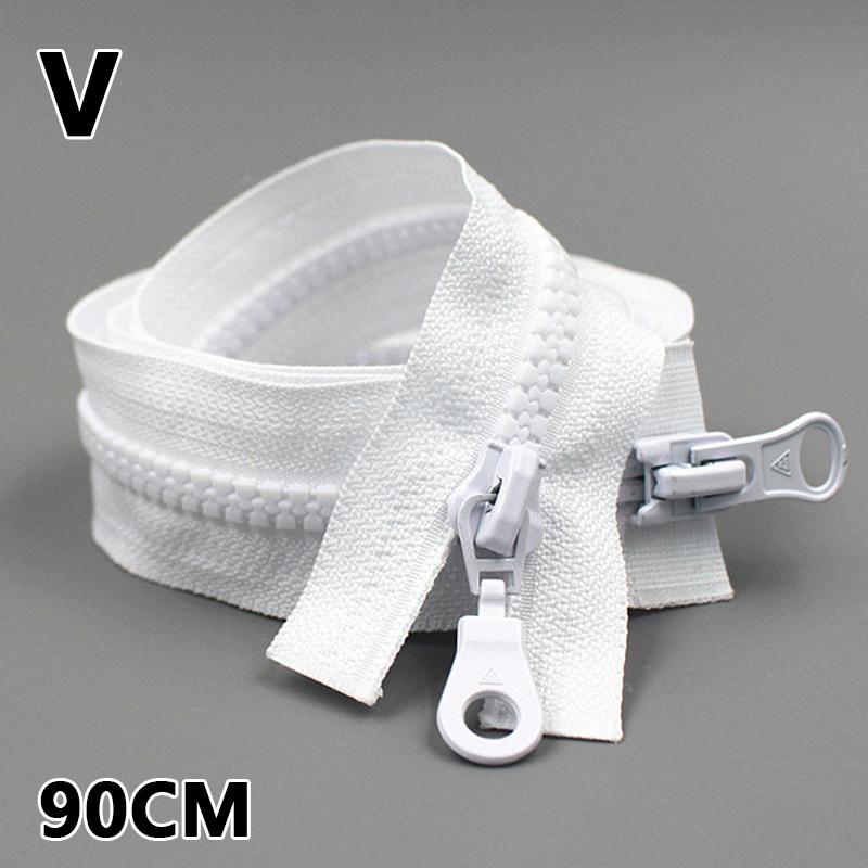 70/90cm 5# Resin Zipper Double Slider Zip For Down Jacket Clothes Bags Sewing Accessories Open-End Zippers Repair Accessory