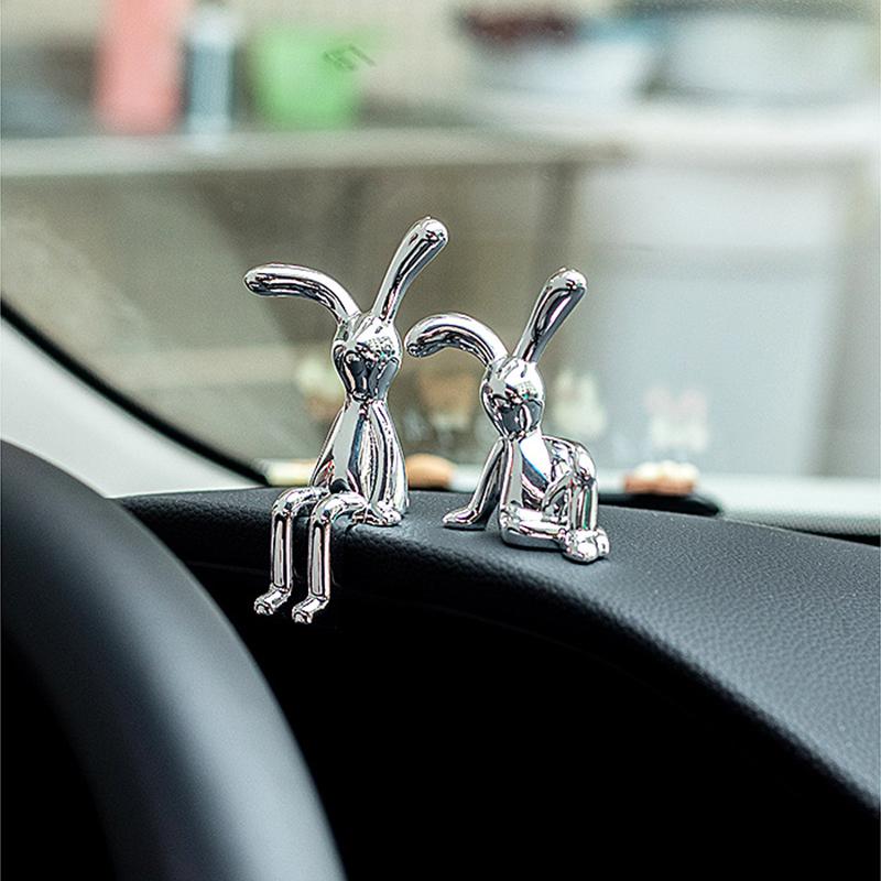 Cute Rabbit Ornament Kawaii Office Desktop Ornament Decorative Rabbit Figurines Car Interior Accessories Room Decor