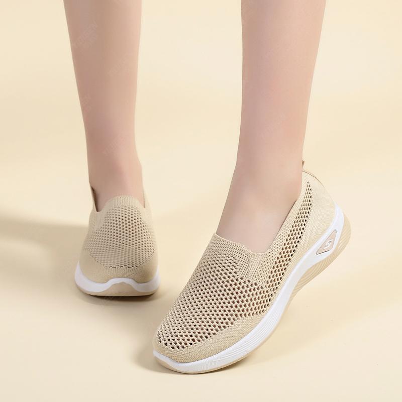 Fashion Women Knitting Sneakers Slip on Flat Shoes Lightweight Loafers Walking Sneakers Nusing Flats for Indoor Outdoor Zapatos Mujer