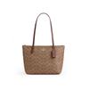 Fiona 24 Brand Print Metal Logo Tote Bag Tote Bag Shopping Bag Handle Artificial Leather Shoulder Bag Medium Women's Dark Brown