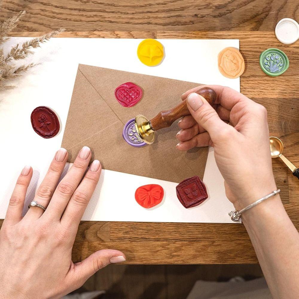 8/10/12Pcs Multishape Lacquer Seal Head Stamps Set Creative Enamelled Seal Heads  Gift Packing