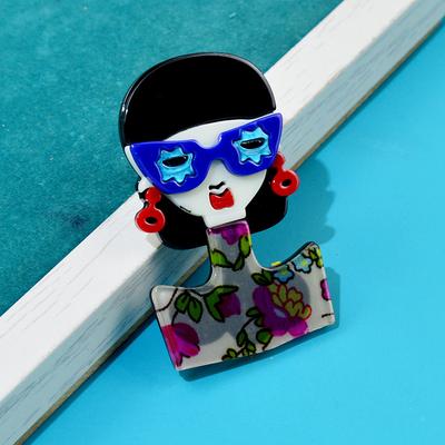 Spilla da bambina in acrilico con fiori, in foglio di acetato, per abbigliamento femminile, accessori