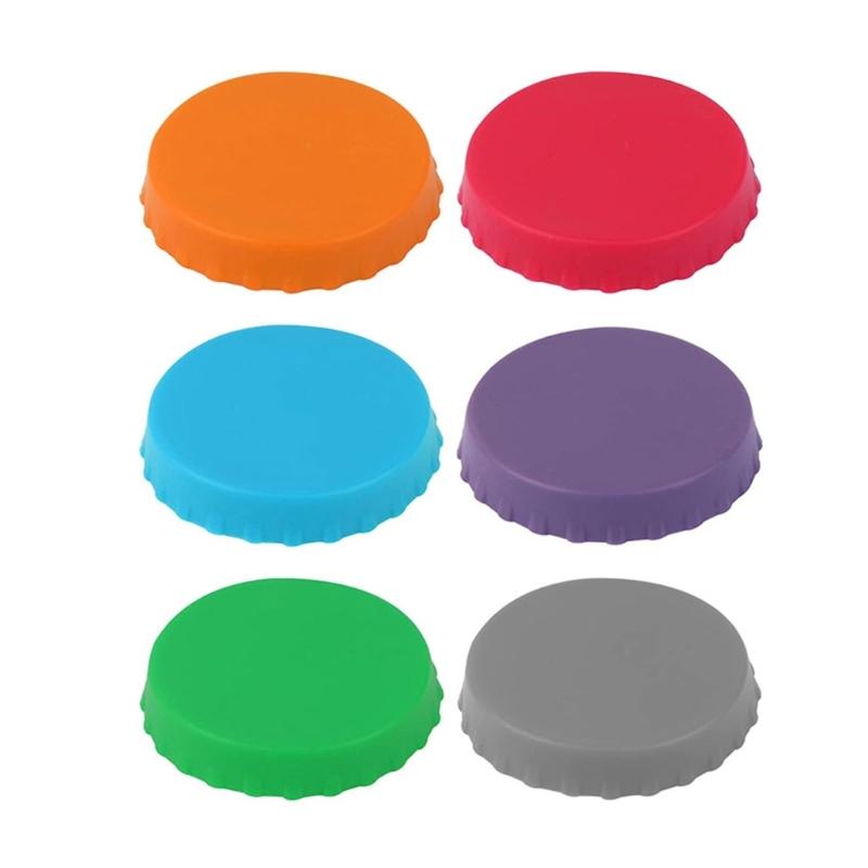 Set of 6 Silicone Beverage Can Lids Beer Can Caps Covers Portable Drink Sealers Assorted Color Lid Protectors Tool